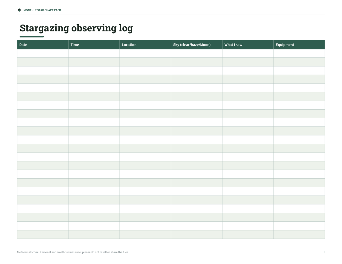 Preview of the first page of Observing log (PDF/DOCX/XLSX)